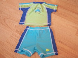 Size 3-6 Months D J&#39;s Playwear Swim Set Shorts &amp; Rash Guard Top Whale Wa... - £10.93 GBP