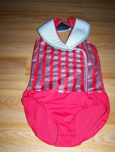 Size Child Large 14-16 Weissmans Red White Silver Dance Leotard Costume Jazz EUC - £27.37 GBP
