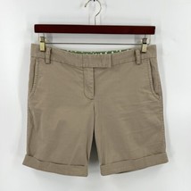 J Crew Factory Khaki Shorts Sz 8 City Fit Tan Brown Bermuda Cotton Blend... - $24.75