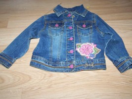 Size 24 Months The Children&#39;s Place Blue Jean Denim Jacket Floral Butter... - £15.80 GBP