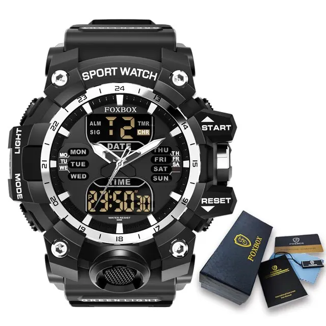 New Men Watch Dual Time LED Digital Watch for Men Waterproof  Red   Electronic W - £80.69 GBP