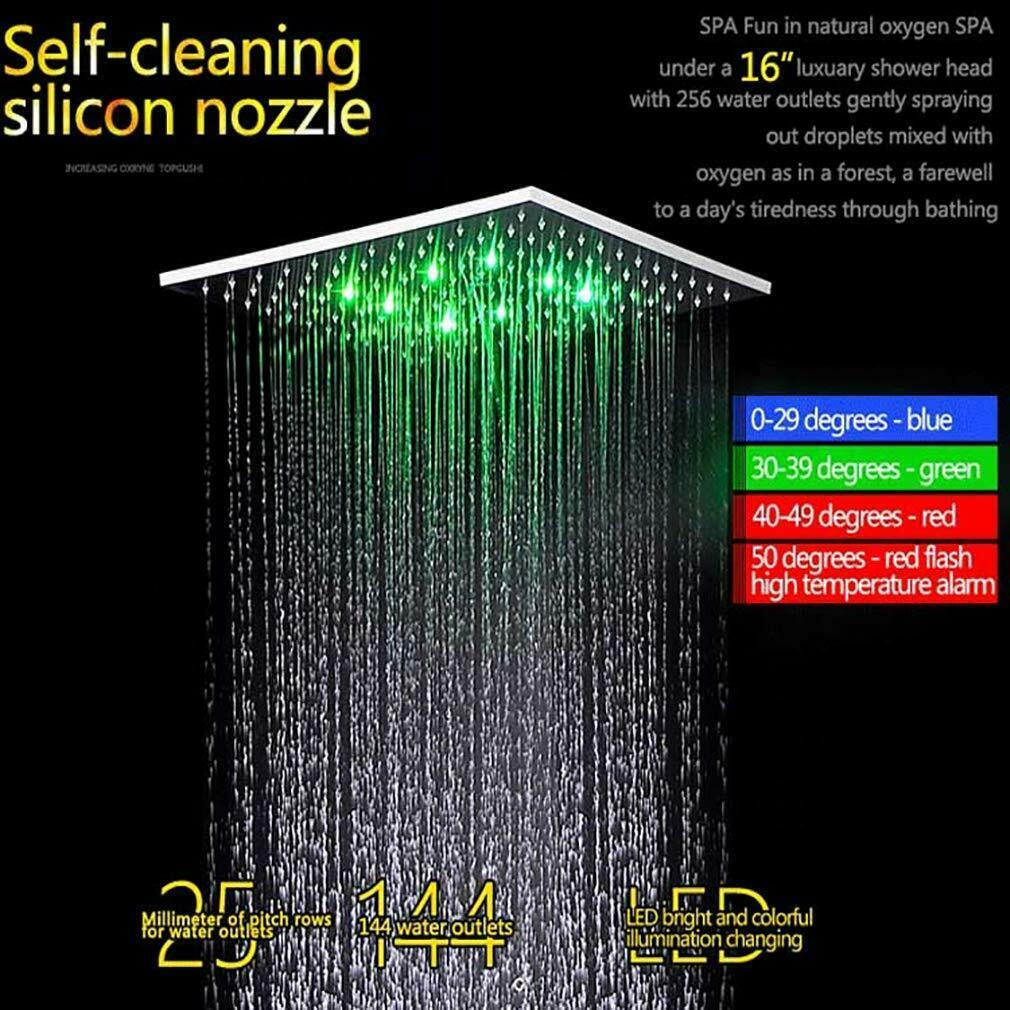 Ceiling Mounted Rainfall LED Shower Body Jets Stainless Steel 16" Gold - $1,467.17