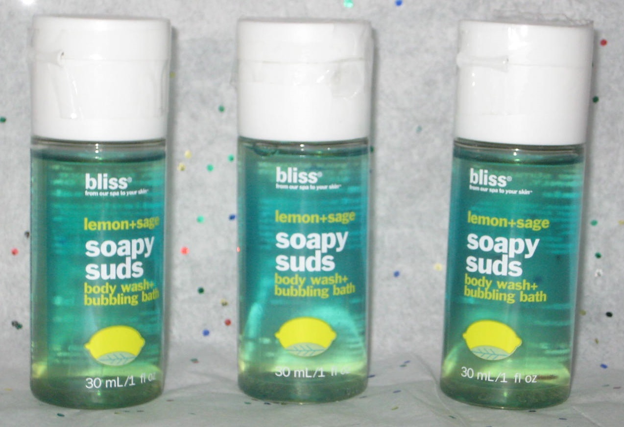 Bliss Lemon and Sage Soapy Suds Body Wash and Bubbling Bath x 3 - 3 oz/9... - $3.98