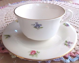 Vintage Staffordshire Cup Saucer White Mini Floral Flowers Bone China England - £10.38 GBP