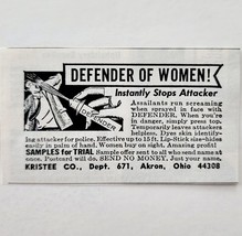 1969 Kristee Defender Spray For Women Advertisement Protection Survival ... - $364.42 MXN