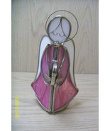 Metal &amp; Plastic Pink and White Angel holding a Musical Instrument Candle... - £7.95 GBP