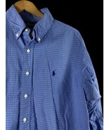 Ralph Lauren Custom Fit Dress Shirt Mens Size Large Blue Check Plaid But... - $630.64 MXN