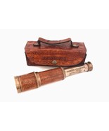 Ancien télescope laiton marine pirate spyglass vintage boite cuir lunett... - £28.64 GBP