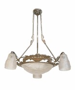 Art Deco Ceiling Light 1920 Nickel Plated Hanging Lamp Silver Original D... - $2,139.22