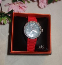 ADEE KAYE LADIES DIVER DATE WATCH AK5433-L-RED gray new - $89.82