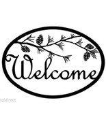 Wrought Iron Welcome Sign Pinecone Silhouette Plaque Outdoor Decor Pine ... - £36.25 GBP