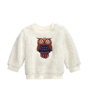 First Impressions Baby Boys 18M Ivory Cloud Fuzzy Owl Fleece Sweatshirt NWT - £8.57 GBP