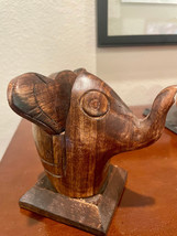 Hand Carved Wood Elephant Card or Mail Paper Holder Africa animal Safari - $27.16