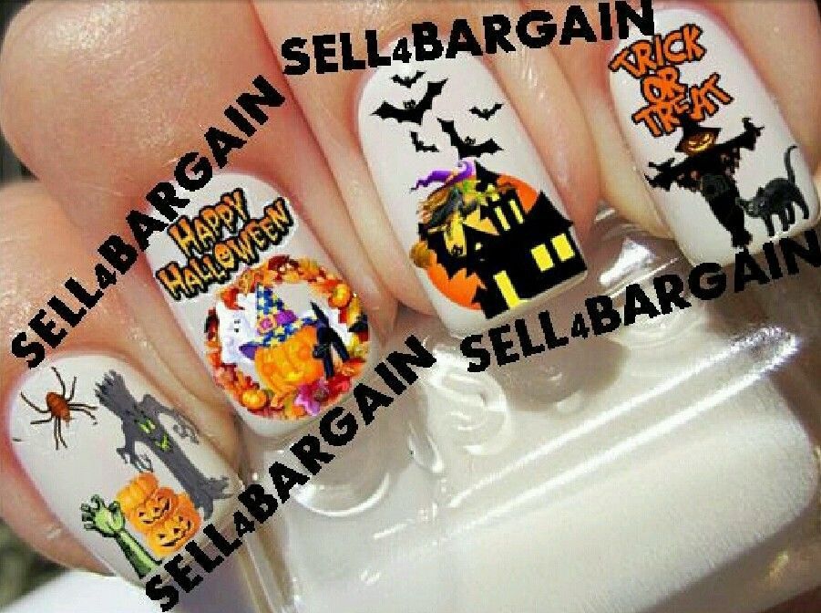 HAPPY HALLOWEEN GHOST WITCH BAT SCARECROW CAT》PUMPKIN》Tattoo Nail Decal《NONTOXIC - $15.99