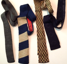 vintage 60&#39;s lot of 4 neck ties 53 inches-55 inches long square ends - $15.83