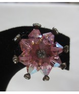 VTG CLIP EARRINGS~GORGEOUS AB PINK FACETED GLASS BEADS W/ RHINESTONES - £16.02 GBP