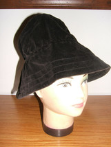 VINTAGE LADIES BLACK VELVET HAT BONNET FLOPPY WIDE BRIM BOW - £23.70 GBP