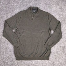 Eddie Bauer Sweater Men Medium Green Merino Wool Collard Button Pullover - £15.17 GBP