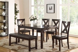 Ordino 6-Piece Dining Set in Espresso Finish, Upholstered Cushion - £1,005.28 GBP