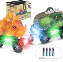 Dinosaur Cars, Kids Dinosaur Vehicles Set with LED Light Monster Sound  (2 Pack) - £16.64 GBP