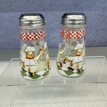 Bistro Italian Chef Salt &amp; Pepper Shakers Set Circleware 4 oz. Glass &amp; M... - $14.89