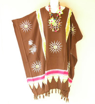 LT17 Brown Midi 42&quot; Caftan Plus Kaftan Hippy Tunic Dress / Long Top - up to 5X - £23.89 GBP