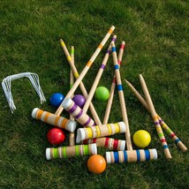 Backyard Colorful Complete Croquet Set With Travel Storage Bag Lawn Game - £63.44 GBP