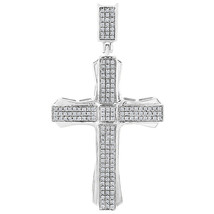 14K White Gold Plated Silver 0.40 ct Real Moissanite Cross Pendant Mens Charm - £147.75 GBP