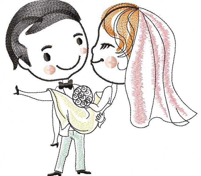 Lovely cartoon wedding Machine Embroidery Designs, instantly download - $3.49