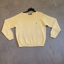 Polo Ralph Lauren Sweater Mens L Yellow Cotton Knit Classic Pullover Vtg - £20.90 GBP