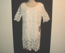 NEW Step in Style Dress Size Small White Lace, Lined, Short Sleeves Knee... - £23.43 GBP