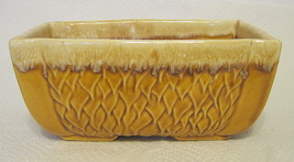 Yellow Drip Glazed Rectangular Vase 76 USA Ceramic 7 Inch Length - $34.99