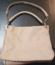 Cato Beige Purse Whipstitch Gold-Plated Satchel Top Hand Bag - $24.36