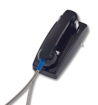 Black Wall Phone with Metal Cradle & Armored Cord - ADA Compliant Phone - $231.89 CAD