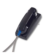 Black Wall Phone with Metal Cradle &amp; Armored Cord - ADA Compliant Phone - $231.89 CAD