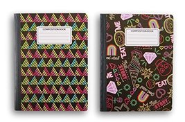 Funky Neon Patterned Wide Ruled 100 Sheets Composition Notebooks - (Pack... - $11.88