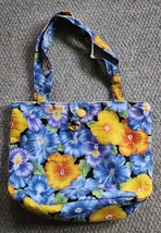 Floral Pansy Tote Bag Purse Fabric Handbag Beach Wine Wedding Church - $14.99