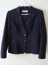 Tahari Arthur S. Levine Size 10 Petite Dark Blue Denim Blazer Jacket - £17.31 GBP