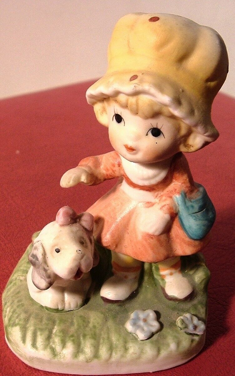 CUTE HOMCO PORCELAIN FIGURINE - GIRL W/PUPPY - $4.00