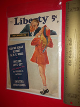 Home Treasure 1939 Old Liberty Magazine Cover Girl Information Desk Whisperer - £7.58 GBP