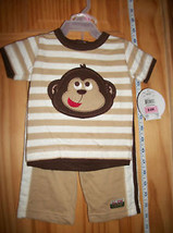 Carter Baby Clothes 0M-3M Newborn Pants Outfit Set Monkey Boy Shirt Top Bottoms - £9.83 GBP