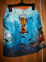 Joe Boxer Boy Clothes 8 Medium Swimwear Aqua Swim Trunks Shark Blue Bathing Suit - £14.90 GBP