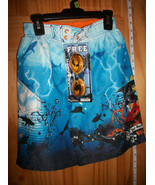 Joe Boxer Boy Clothes 8 Medium Swimwear Aqua Swim Trunks Shark Blue Bath... - $18.99