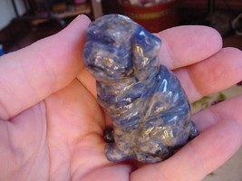 (Y-DOG-SH-700) SHAR PEI Pug sharpei dog dogs BLUE gem FIGURINE carving LOVE - $17.53