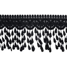 5 Yards Lace Trim With Tassel, 8Cm Wide, Black, Diy Sewing Applique Craft - $22.99