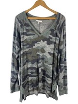 Maurices Sweater Top Size XL Pullover V Neck Light Knit Camouflage Tunic Shirt - £29.46 GBP