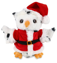 White Owl Stuffed Animal Plush Toy With Santa Claus Outfit, 8.5 Inches - £35.45 GBP