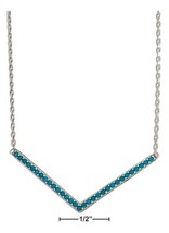 Sterling Silver 17&quot;-18.5&quot; Adjustable Sky Blue Micro Pave Cubic Zirconia Necklace - £45.07 GBP+