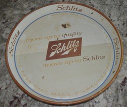 Schlitz Beer Serving Tray 1958 BTS-3 Milwaukee Wisconsin 12&quot; Red White Vtg - £23.59 GBP
