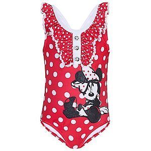 Disney Store Minnie Mouse Swimsuit Red White Polka Dot Girls Swimwear One Piece - $18.05